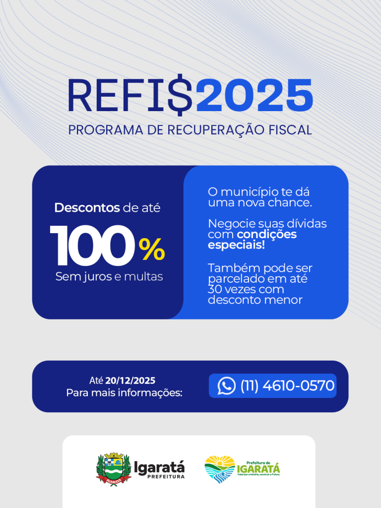 REFIS 2025 oferece descontos em juros e multas para contribuintes de Igaratá wp header logo 4925