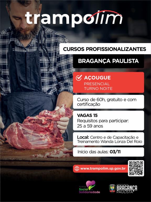 Curso gratuito de Açougue oferece 15 vagas em Bragança Paulista wp header logo 2959