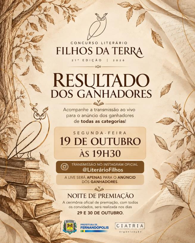 Concurso Literário Filhos da Terra anuncia classificados nesta segunda, 19 wp header logo 3713
